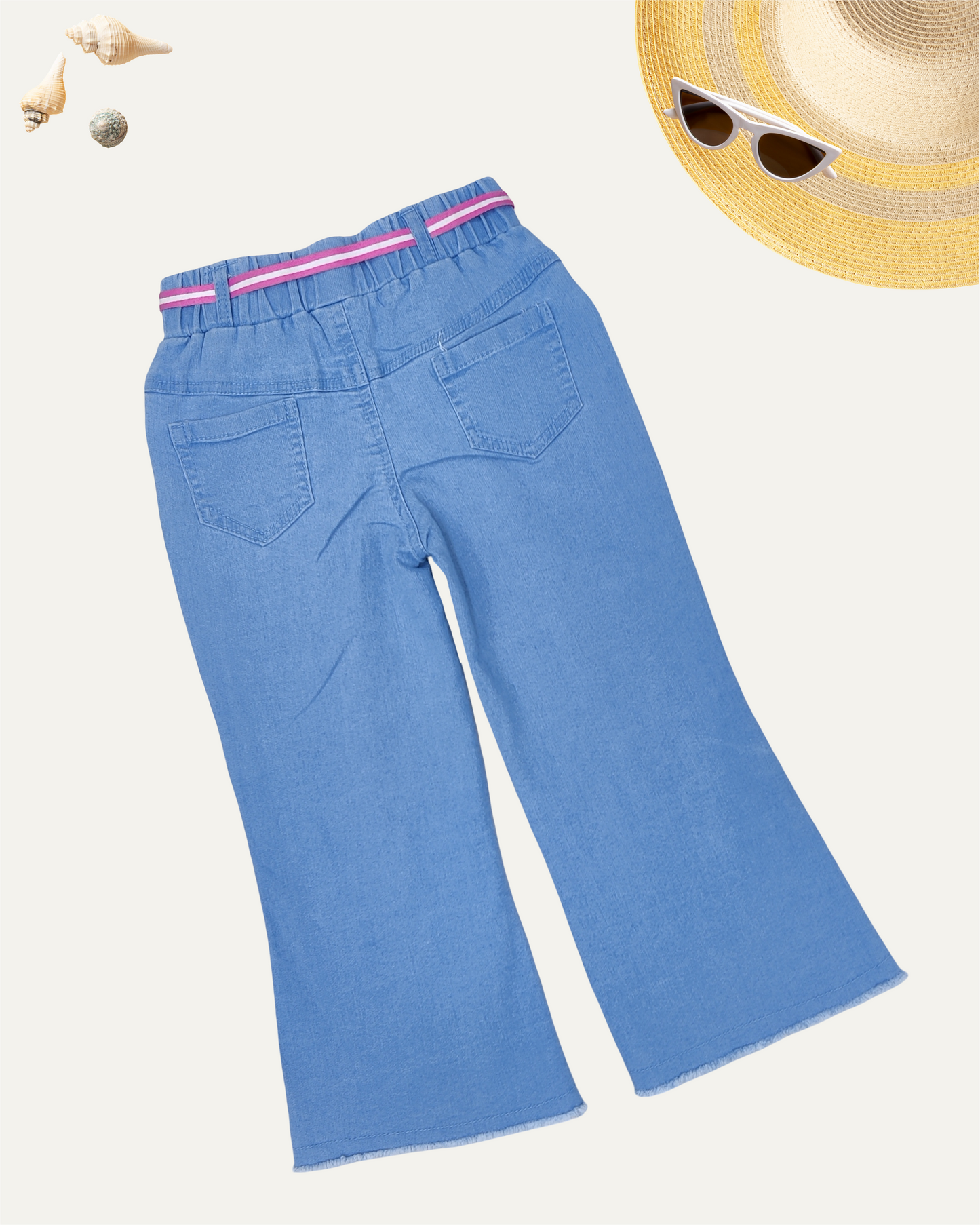 GIRLS LIGHT BLUE FRILL DENIM PANTS (1-12 YEARS)