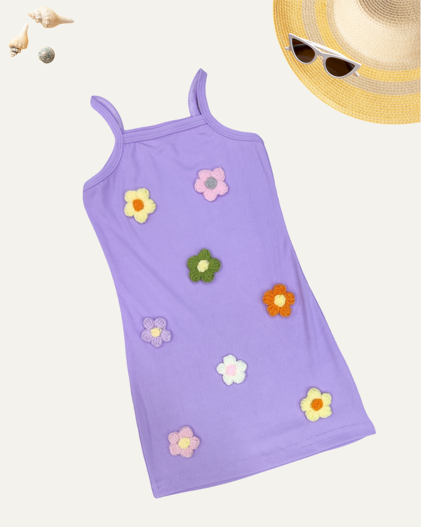GIRLS FLORAL MINI DRESS (LILAC) (2-8 YEARS)