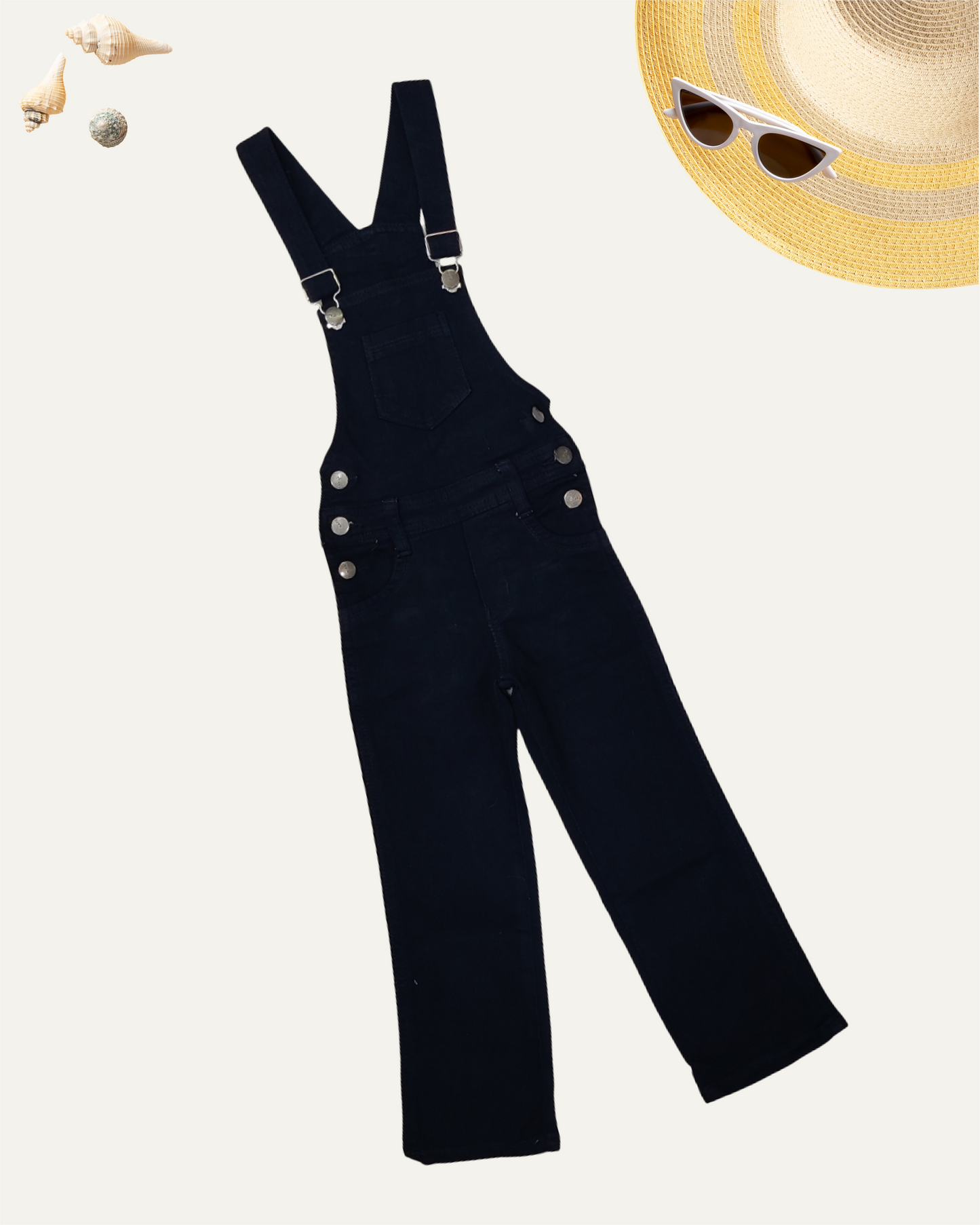 GIRLS CLASSIC BLACK DENIM DUNGAREE (4-14 YEARS)