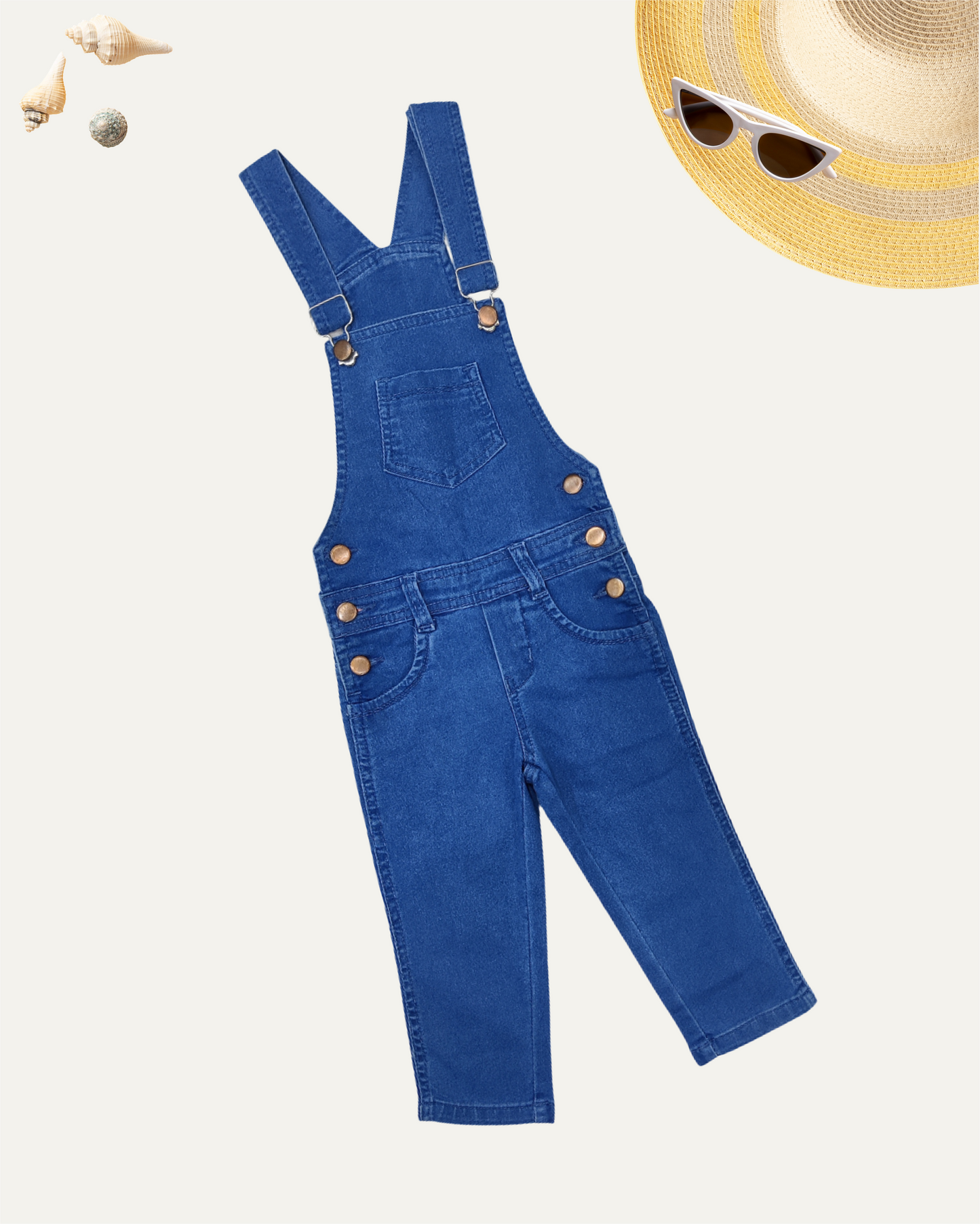 GIRLS 3/4TH LENGTH BLUE DUNGAREE (4-14 YEARS)