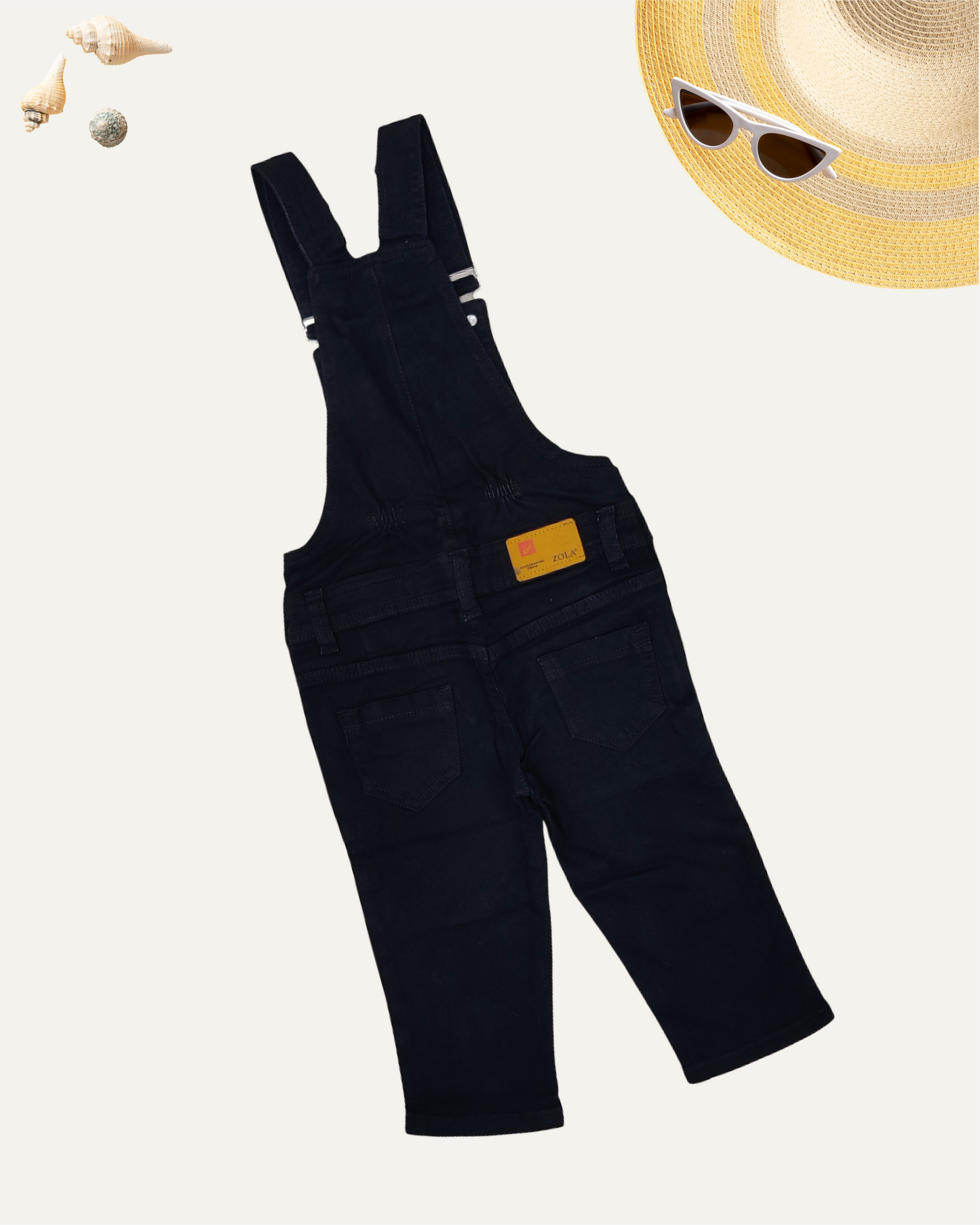 GIRLS 3/4TH LENGTH BLACK DENIM DUNGAREE (4-14 YEARS)