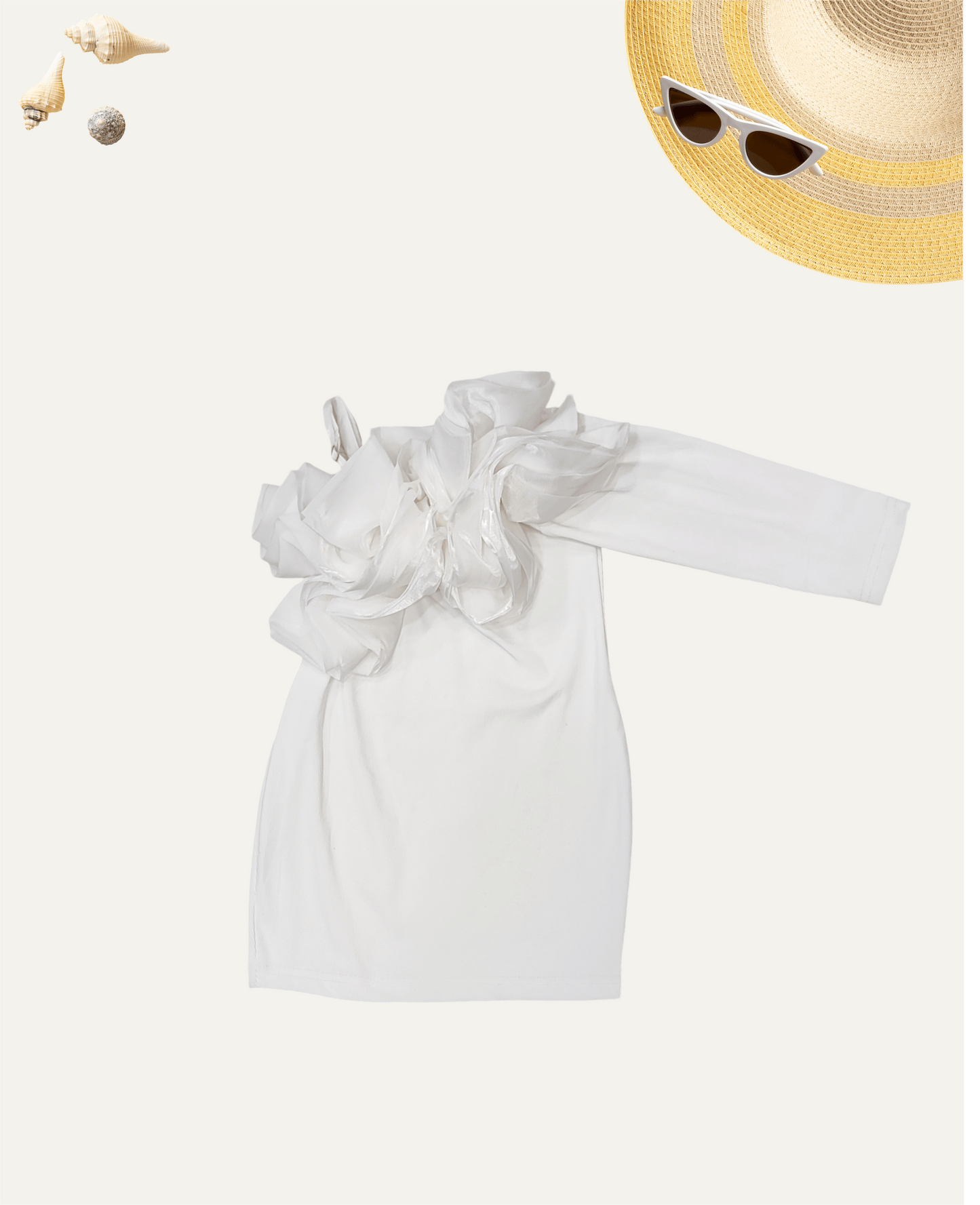GIRLS ONE-SHOULDER RUFFLE DRESS (WHITE) (3-12 YEARS) - Girlism