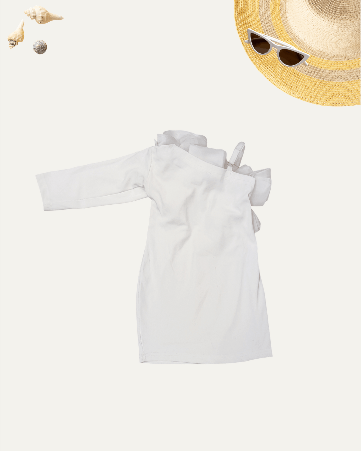 GIRLS ONE-SHOULDER RUFFLE DRESS (WHITE) (3-12 YEARS) - Girlism