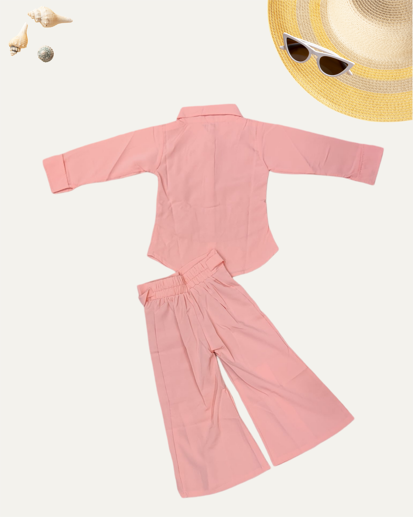 GIRLS 2PC PRINTED PANT CO-ORD SET (PEACH) (4-12 YEARS) - Girlism