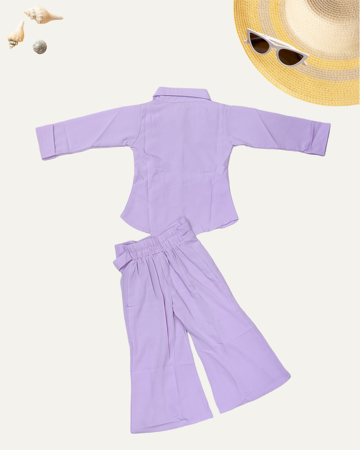 GIRLS 2PC PRINTED PANT CO-ORD SET (LILAC) (4-12 YEARS) - Girlism