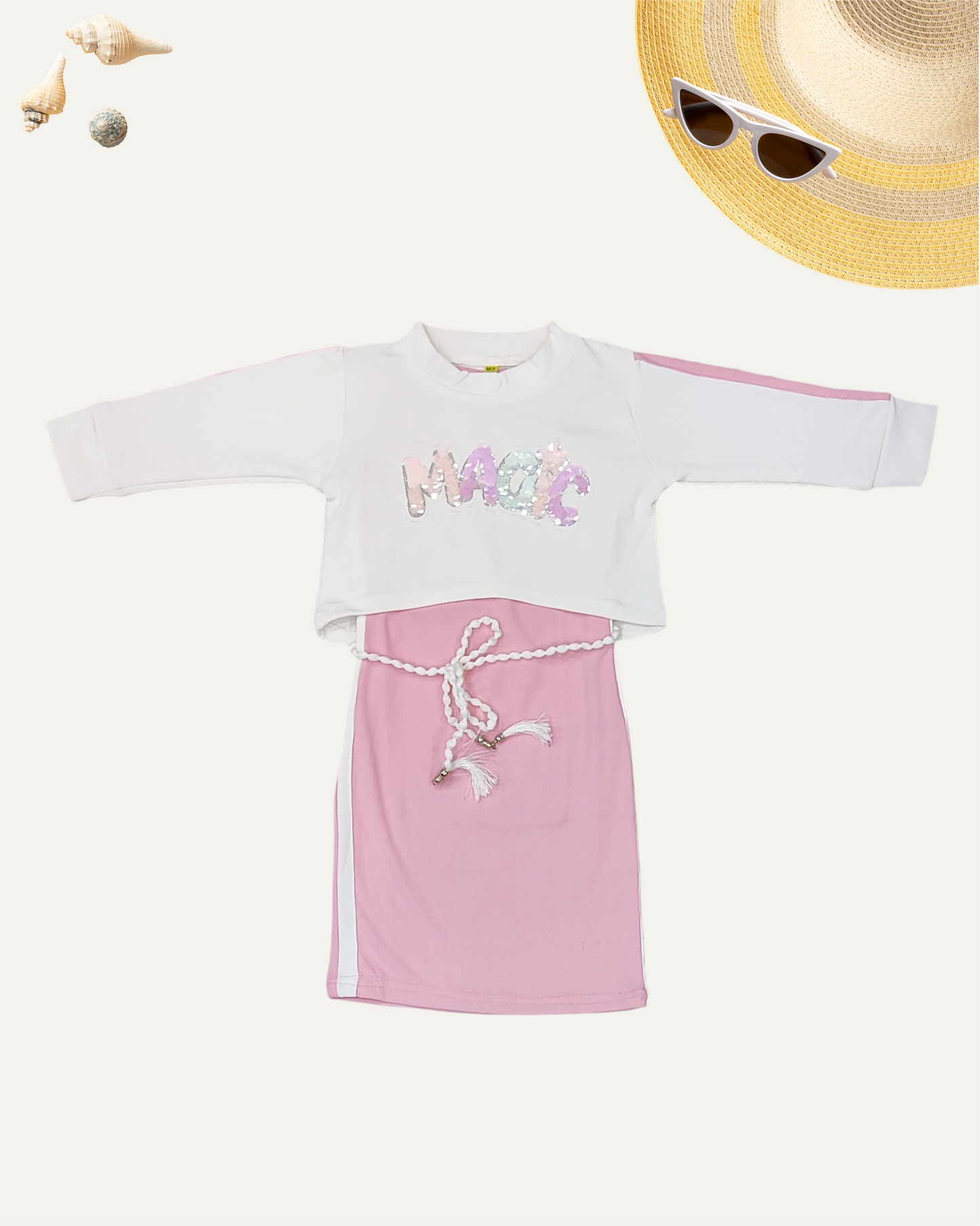GIRLS 2PC CO-ORD SET (BABY PINK) (4-12YEARS)
