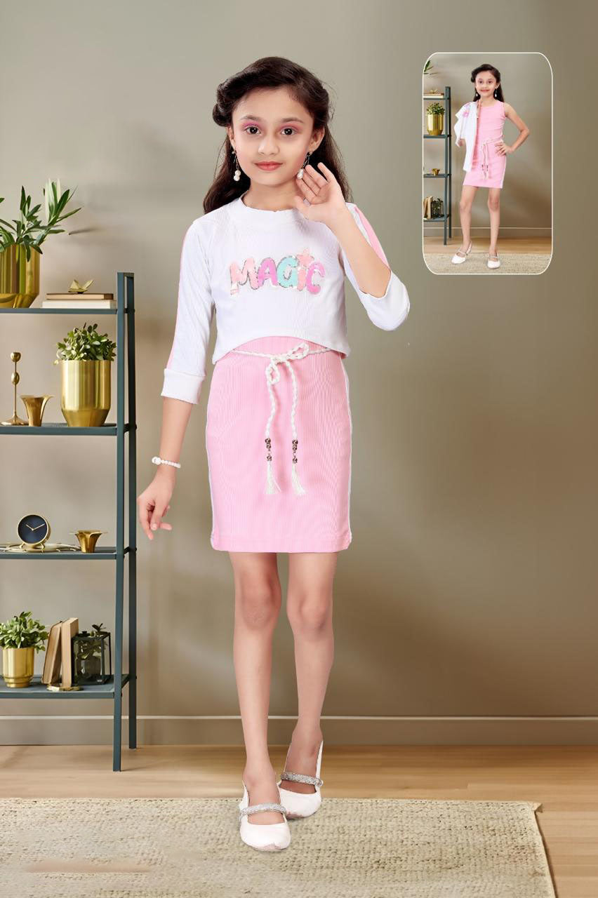GIRLS 2PC CO-ORD SET (BABY PINK) (4-12YEARS)