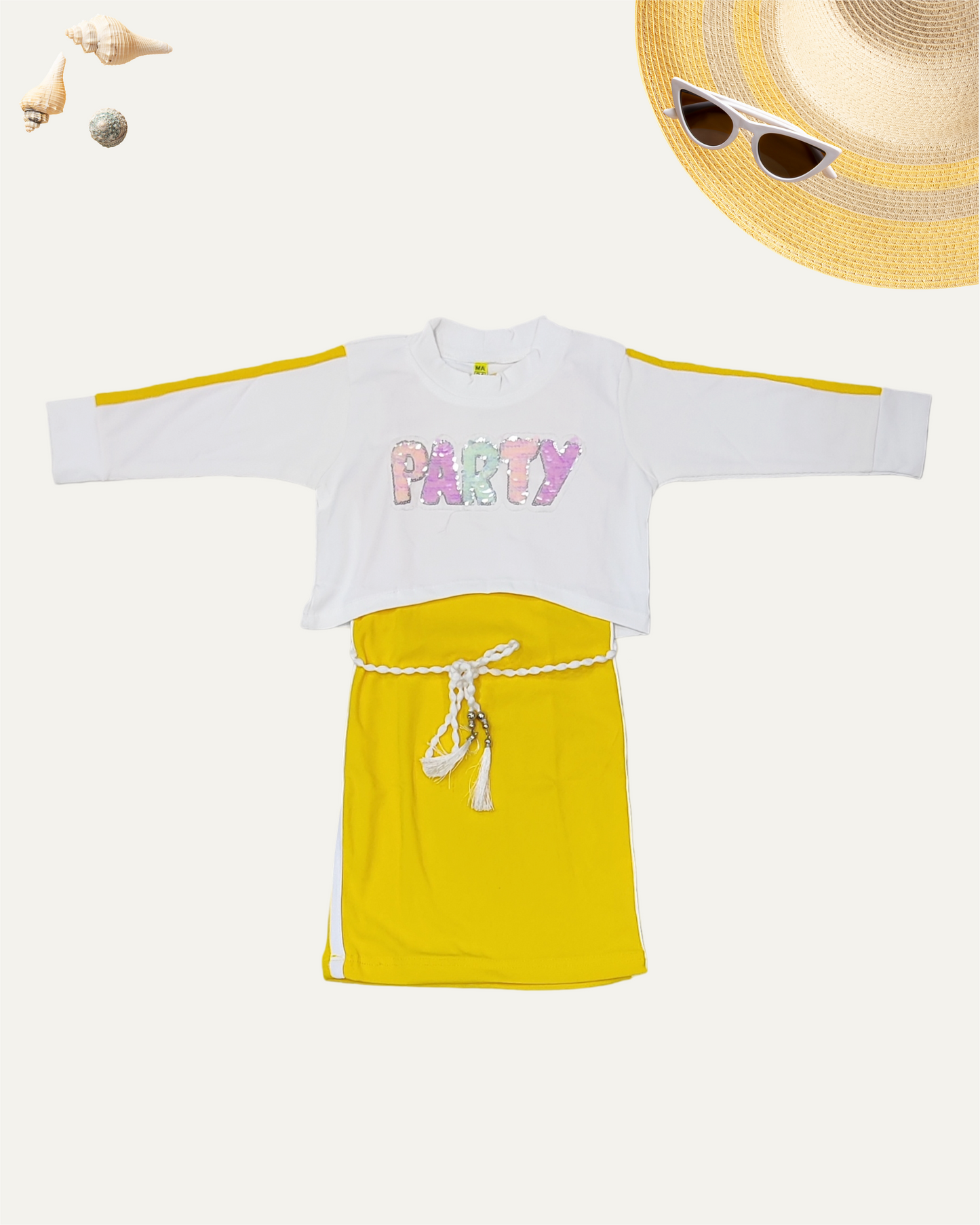 GIRLS 2PC CO-ORD SET (YELLOW) (4-12YEARS)