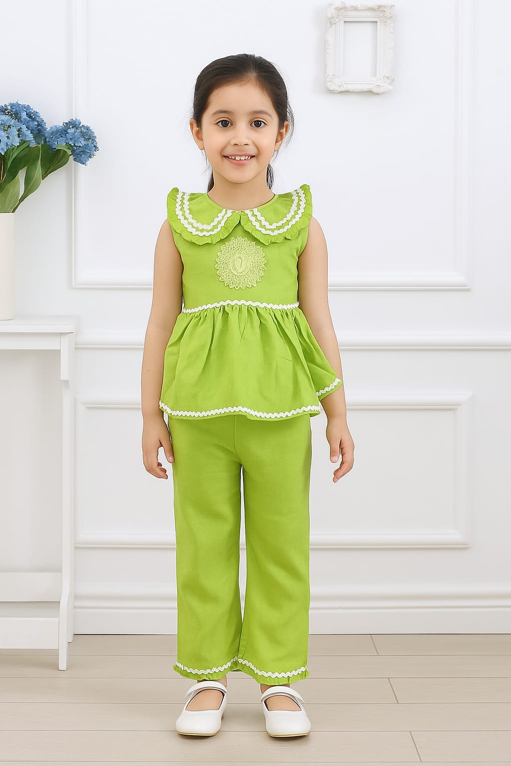 GIRLS RUFFLE SET (GREEN) (4-12 YEARS)
