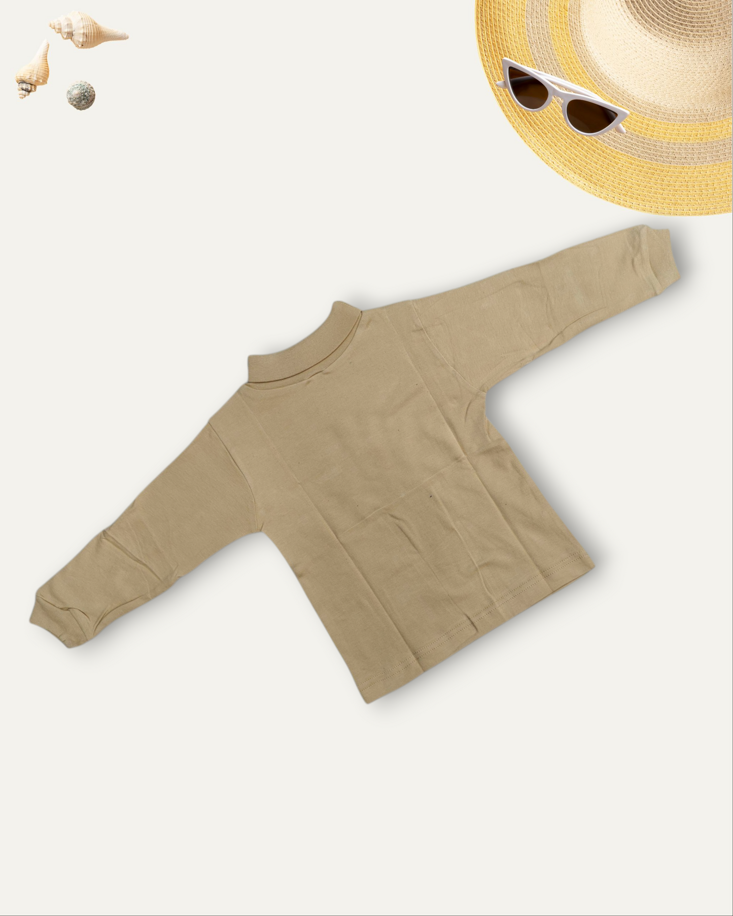 GIRLS BASIC HIGH NECK TOP (BIEGE) (0-10 YEARS)