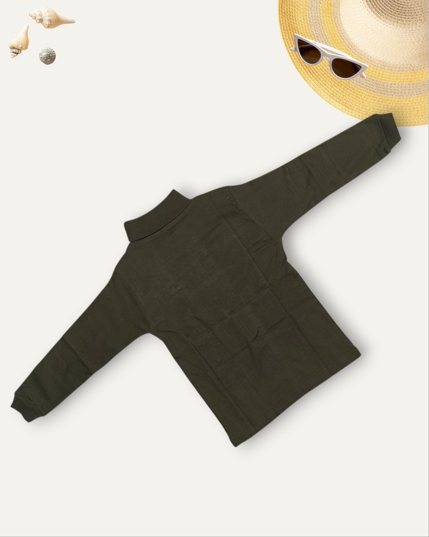 GIRLS BASIC HIGH NECK TOP (OLIVE GREEN) (0-10 YEARS)