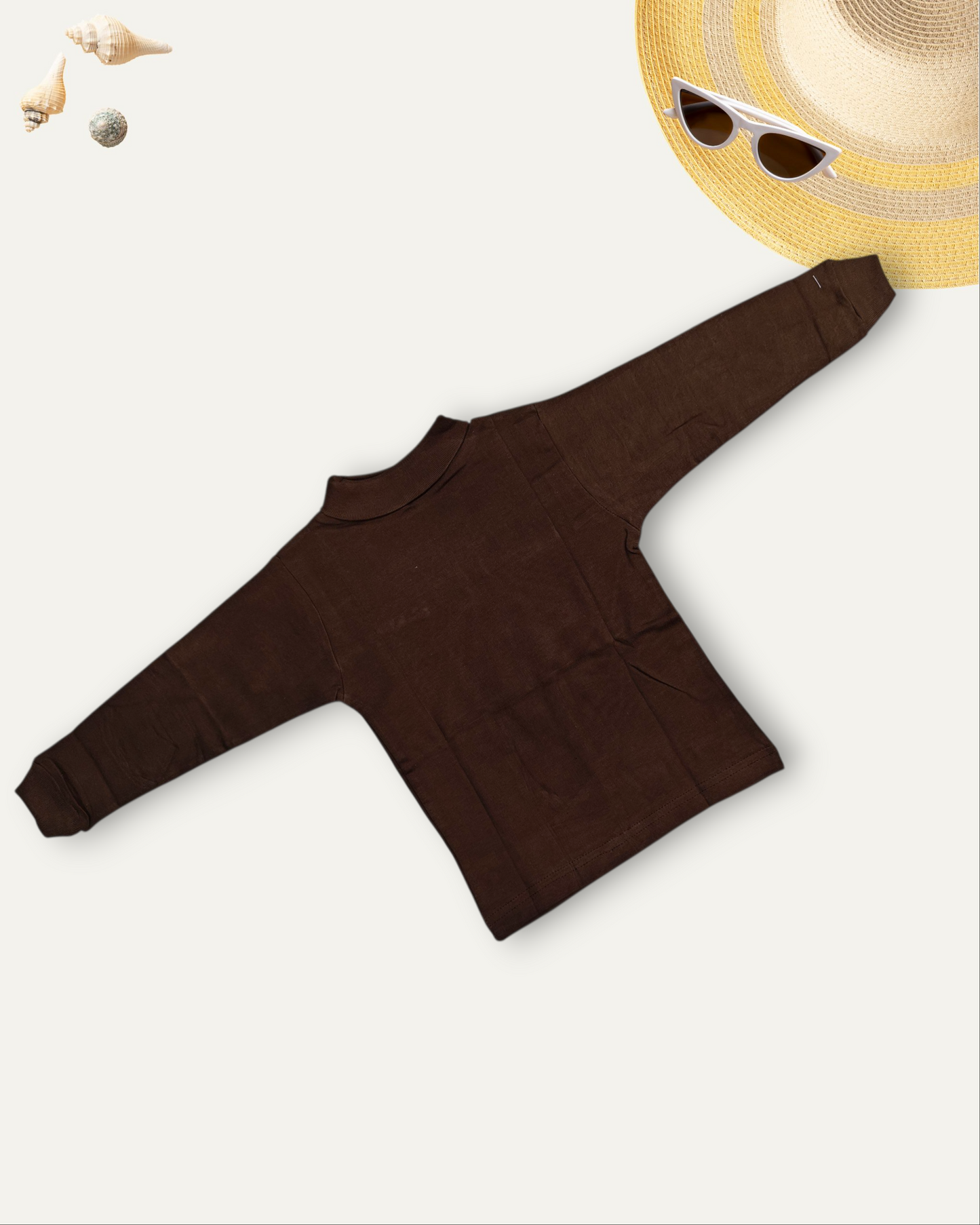 GIRLS BASIC HIGH NECK TOP (BROWN) (0-10 YEARS)