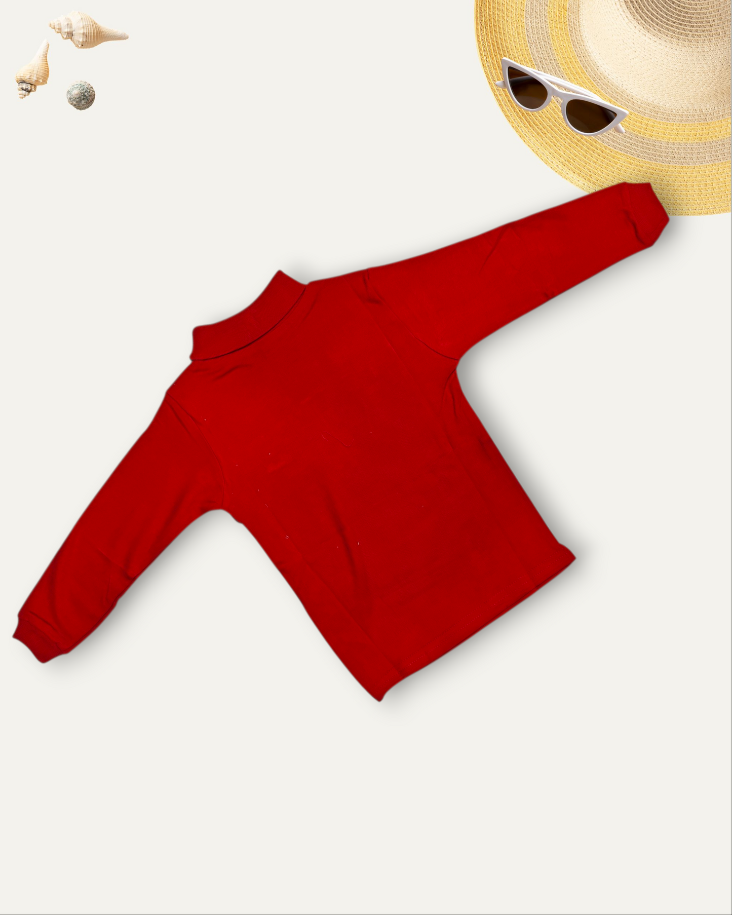 GIRLS BASIC HIGH NECK TOP (RED) (0-10 YEARS)
