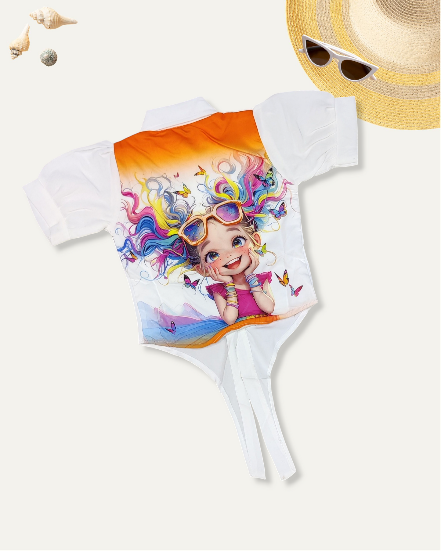 GIRLS PRINTED GRAPHIC CARTOON SHIRT (ORANGE) (2-12 YEARS)
