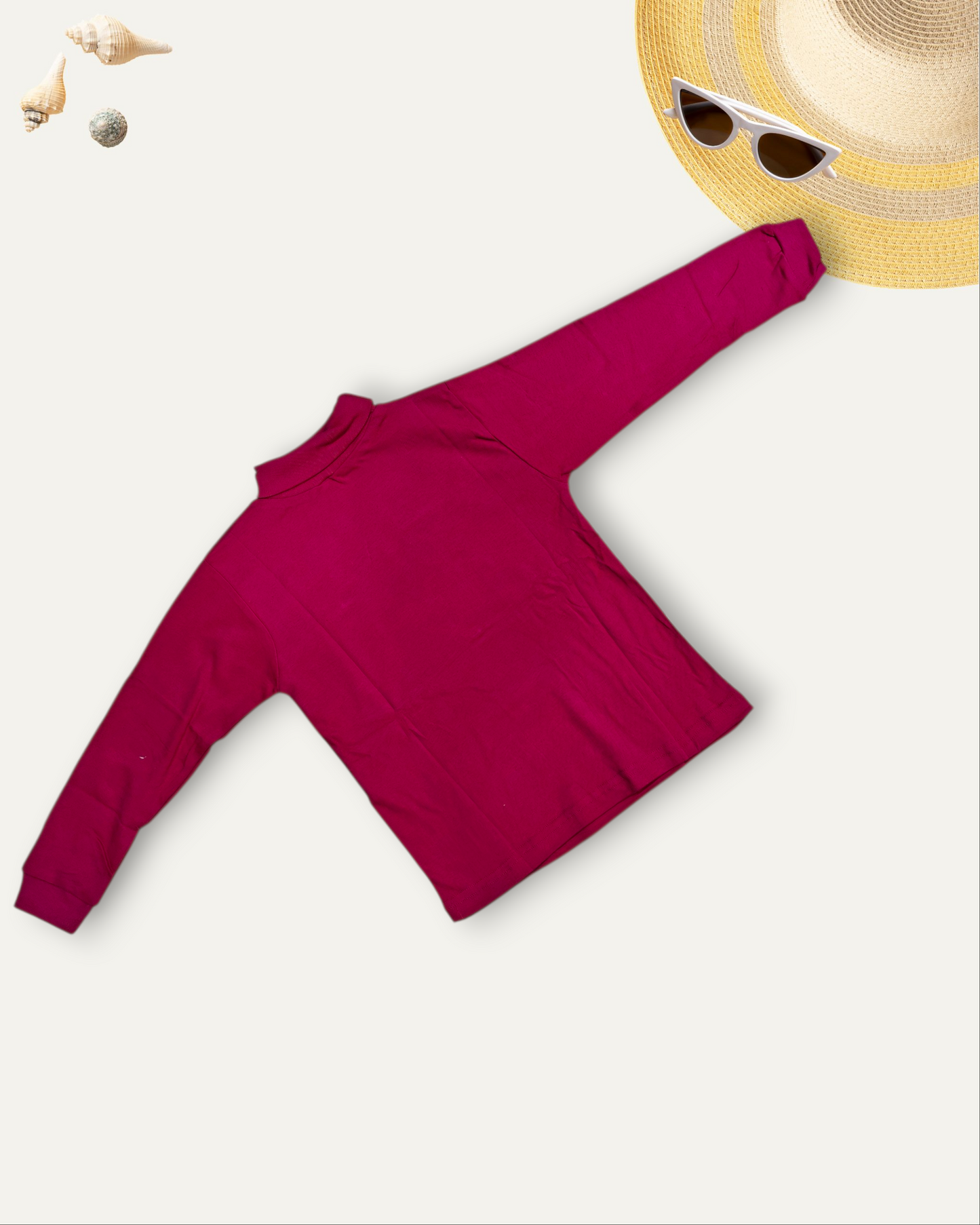 GIRLS BASIC HIGH NECK TOP (HOT PINK) (0-10 YEARS)