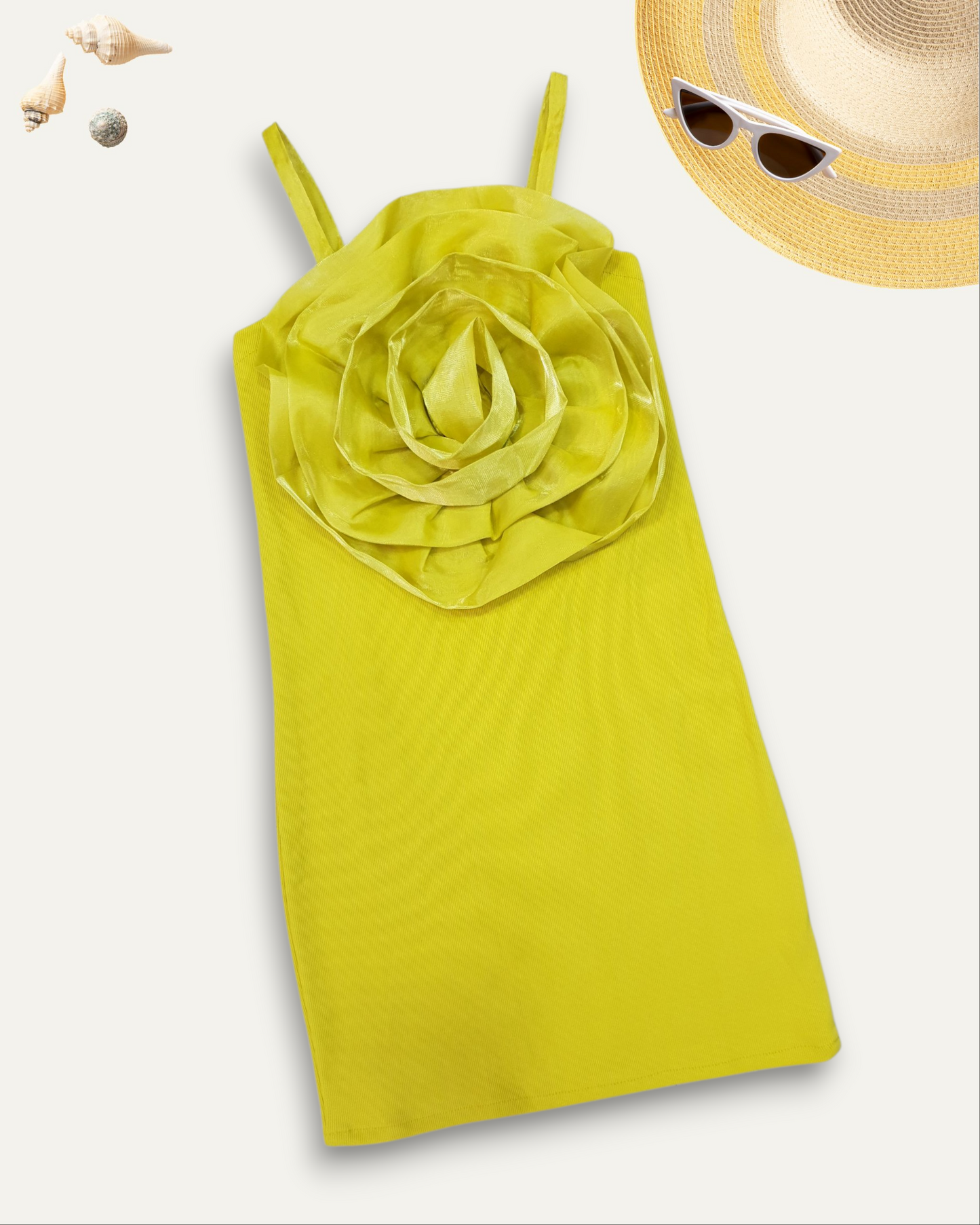 GIRLS 3D ROSE DRESS (YELLOW) (3-12 YEARS)