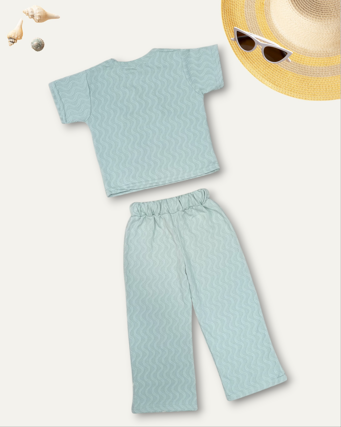 GIRLS BUTTERFLY STYLE TEXTURED CO-ORD SET (SKY BLUE) (4-12 YEARS)
