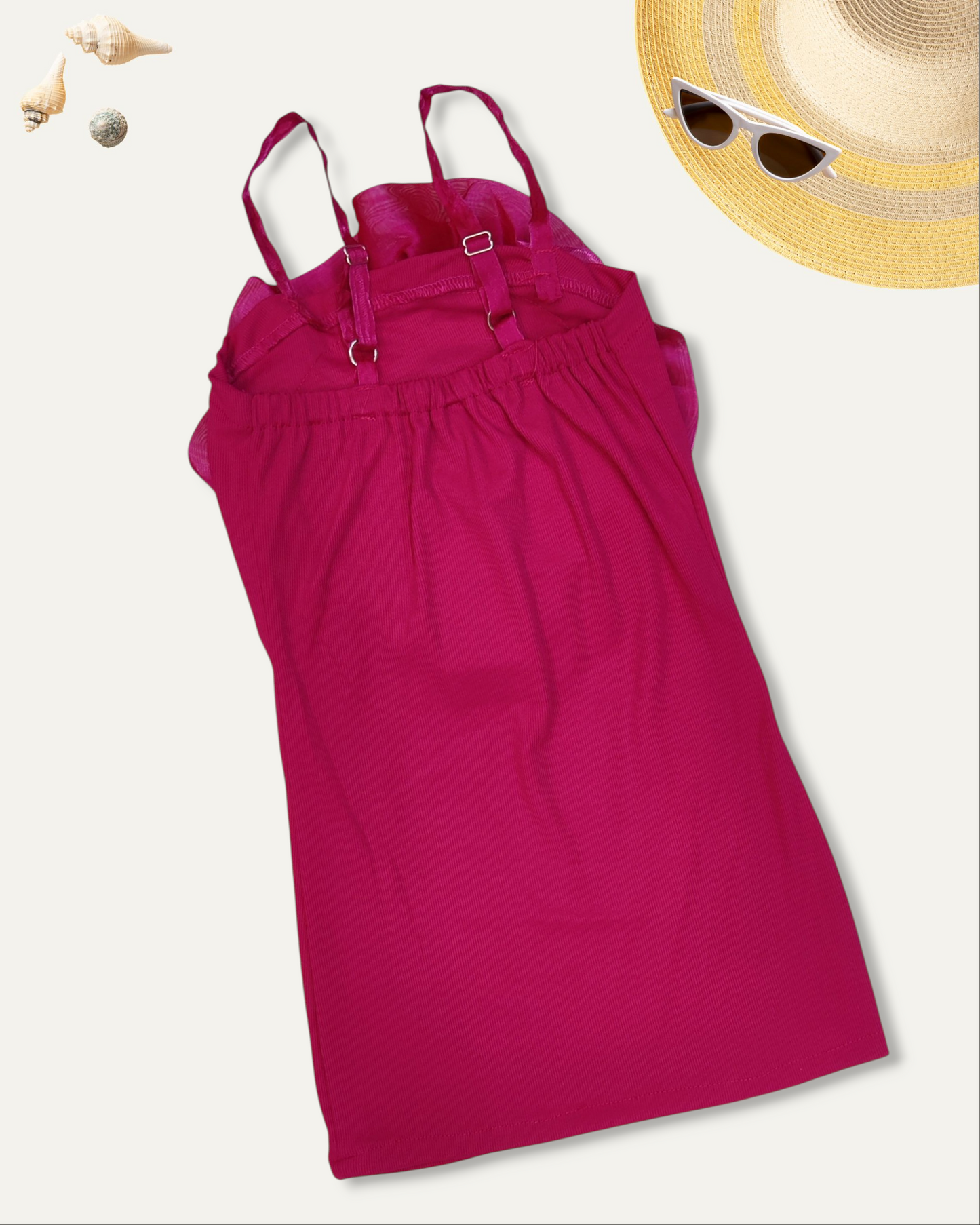 GIRLS 3D ROSE DRESS (DARK PINK) (1-12 YEARS)