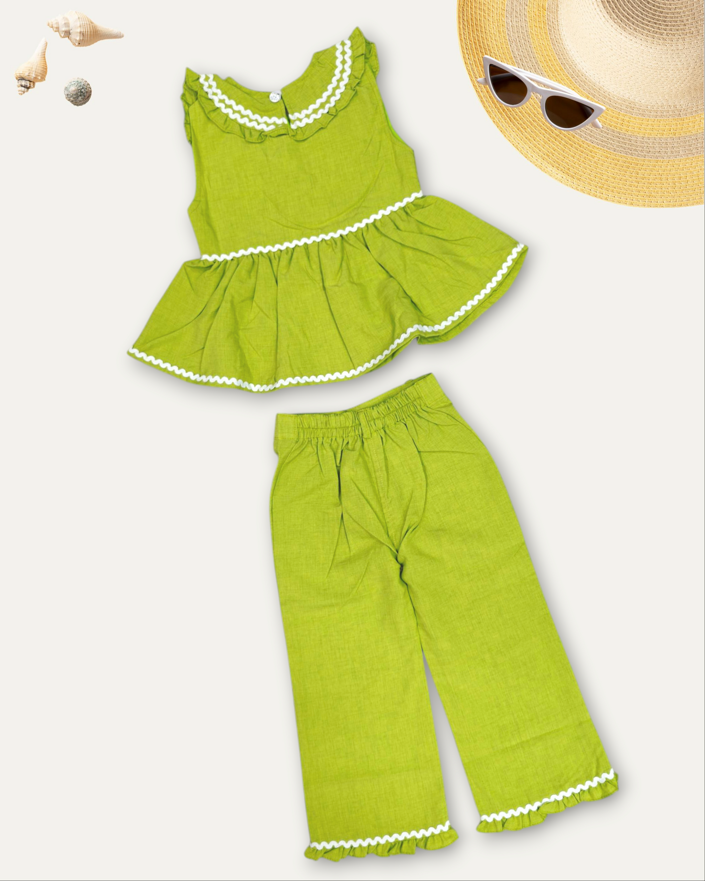 GIRLS RUFFLE SET (GREEN) (4-12 YEARS)