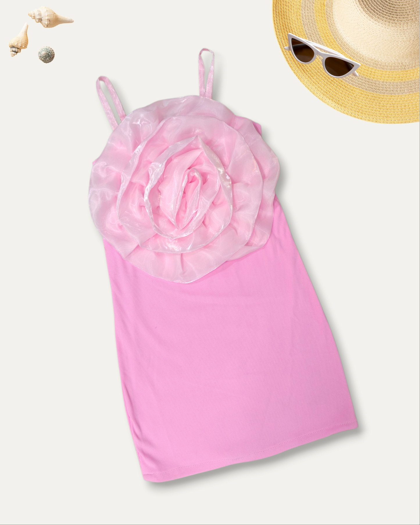 GIRLS 3D ROSE DRESS (BABY PINK) (1-12 YEARS)