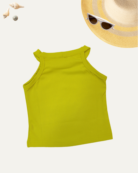 GIRLS SLEEVELESS PEARL TOP MUSTARD YELLOW [ 3 - 12 YEARS ]