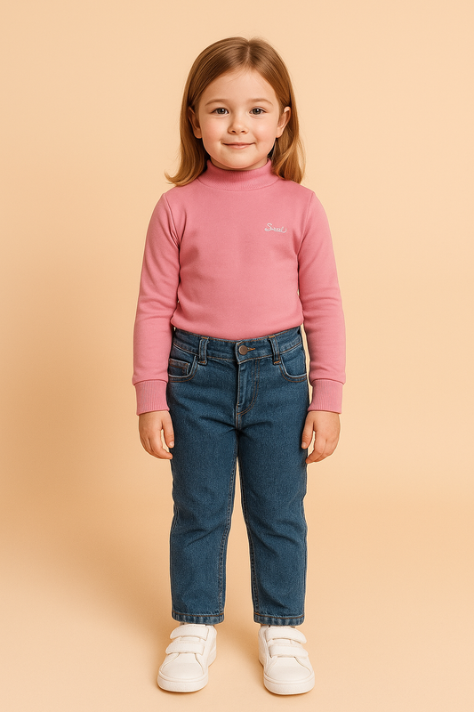 GIRLS BASIC HIGH NECK TOP (PEACH) (0-10 YEARS)