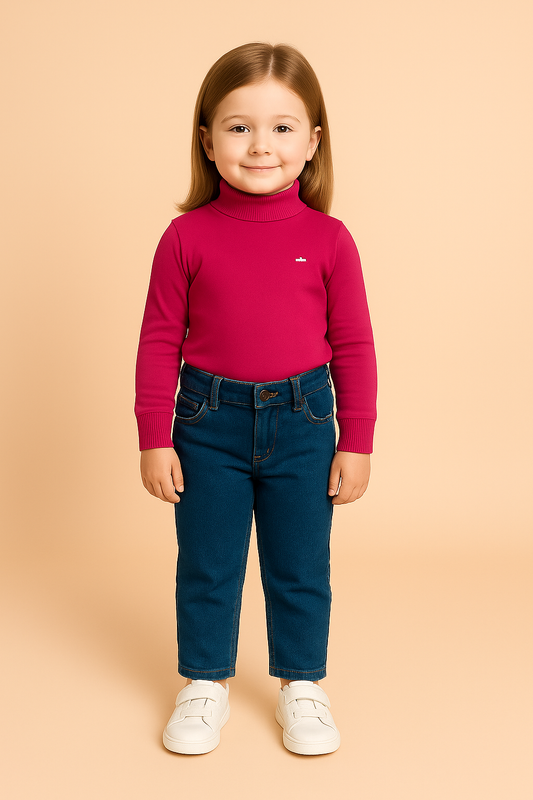 GIRLS BASIC HIGH NECK TOP (HOT PINK) (0-10 YEARS)