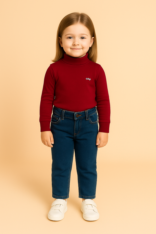 GIRLS BASIC HIGH NECK TOP (MAROON) (0-10 YEARS)