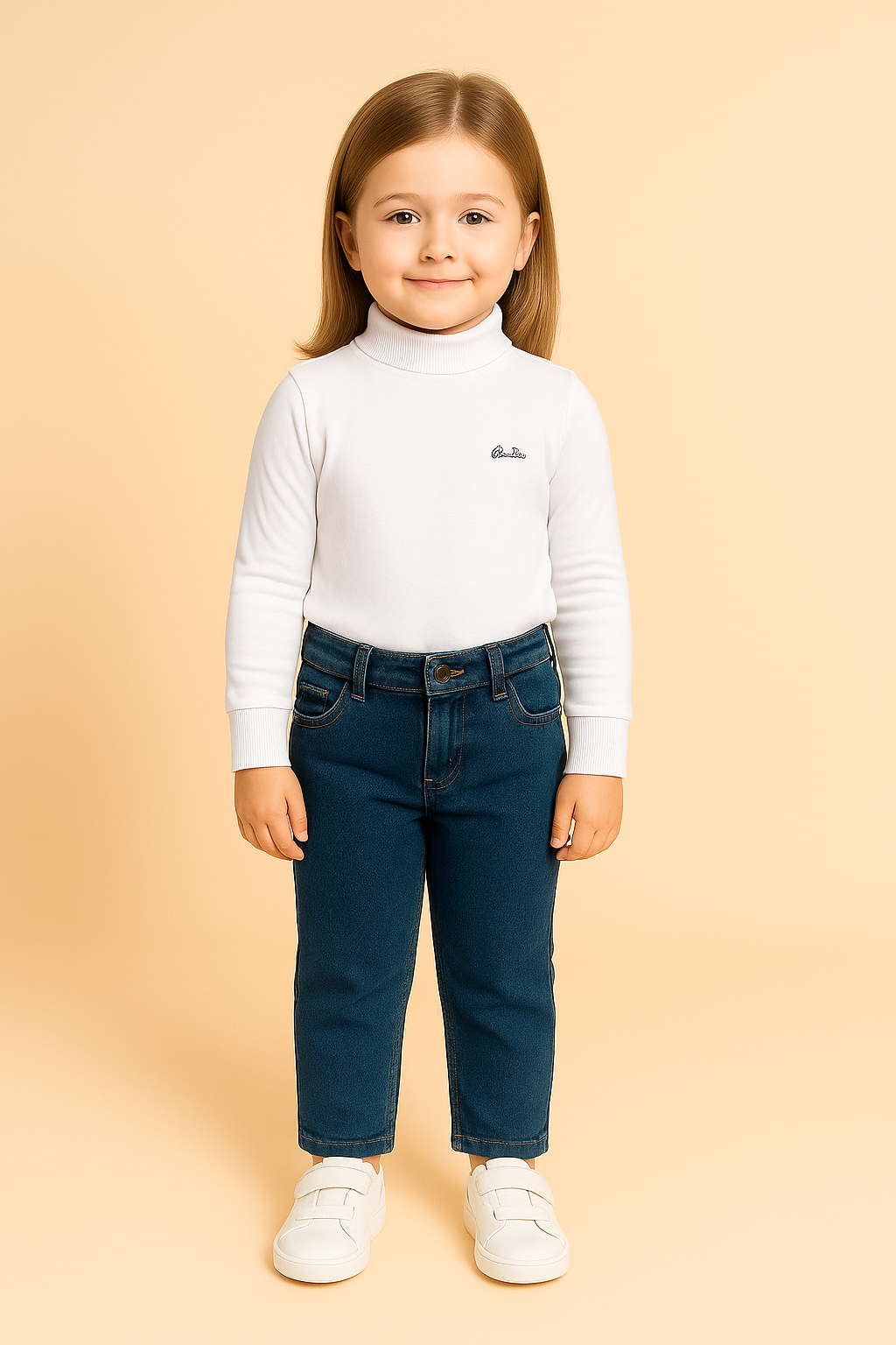 GIRLS BASIC HIGH NECK TOP (WHITE) (0-10 YEARS)