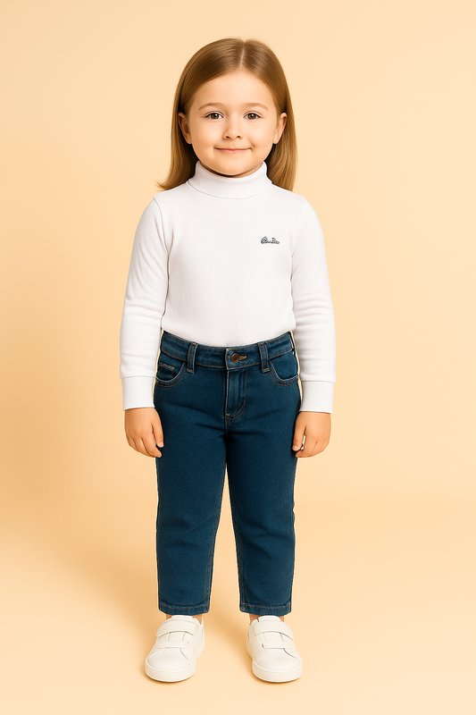 GIRLS BASIC HIGH NECK TOP (WHITE) (0-10 YEARS)