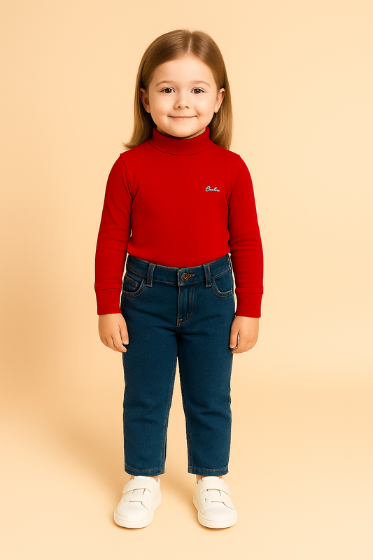 GIRLS BASIC HIGH NECK TOP (RED) (0-10 YEARS)
