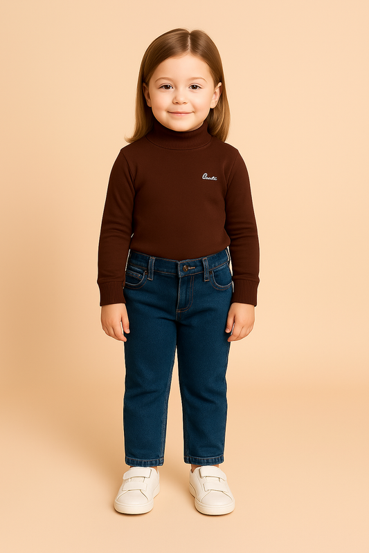 GIRLS BASIC HIGH NECK TOP (BROWN) (0-10 YEARS)