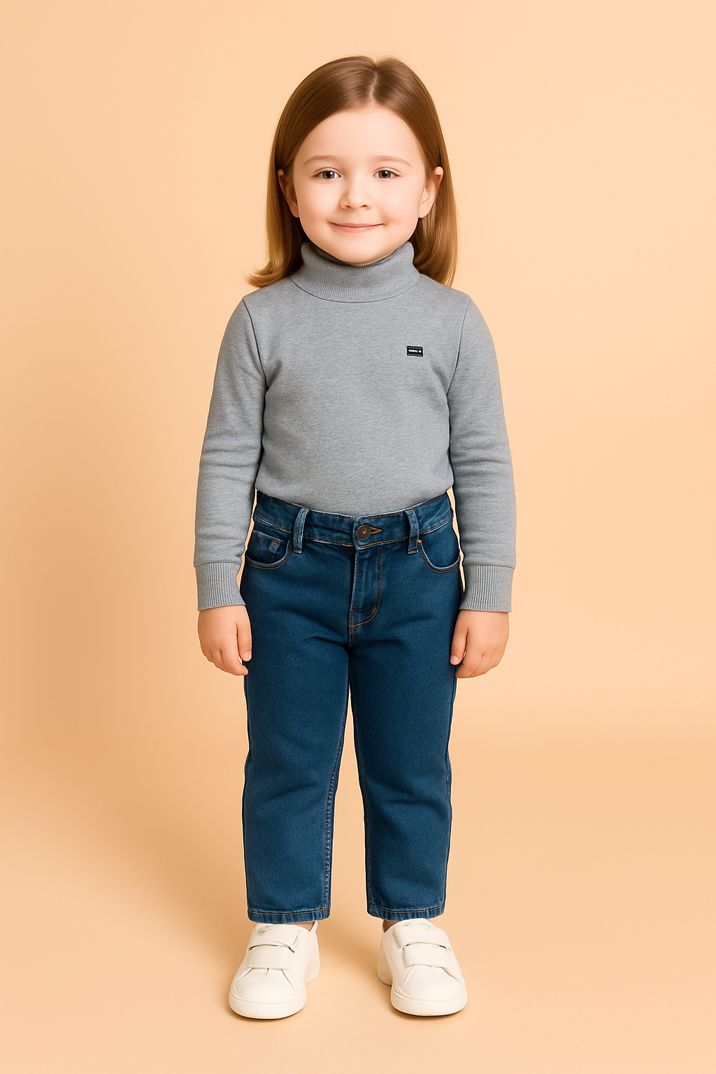 GIRLS BASIC HIGH NECK TOP (GREY) (0-10 YEARS)