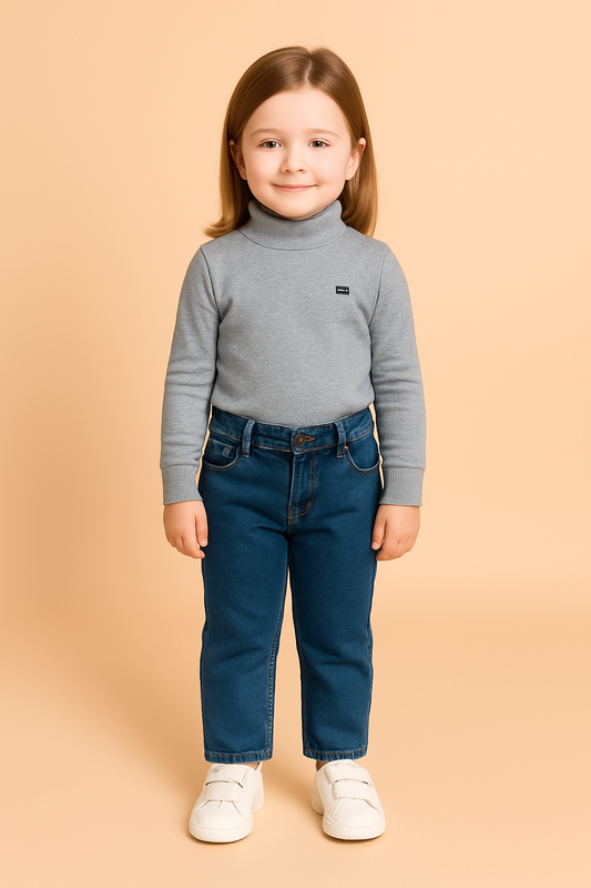 GIRLS BASIC HIGH NECK TOP (GREY) (0-10 YEARS)