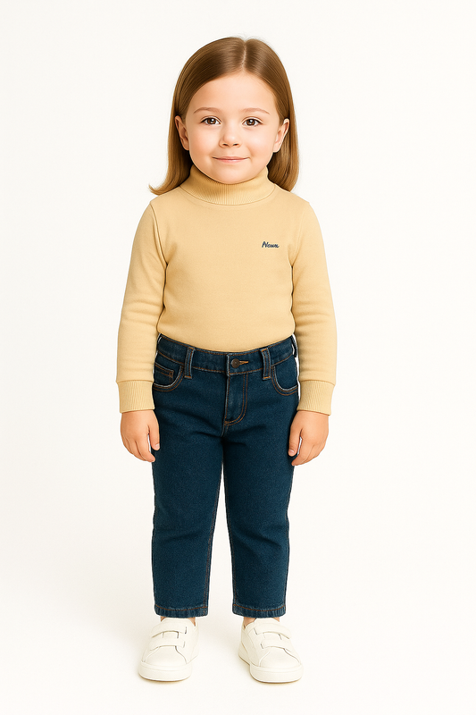 GIRLS BASIC HIGH NECK TOP (BIEGE) (0-10 YEARS)