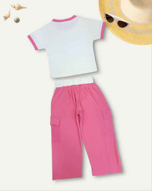 GIRLS 'LABUBU' PRINT CASUAL CO-ORD SET (PINK) (4-12 YEARS)