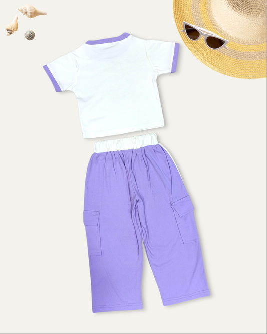 GIRLS 'LABUBU' PRINT CASUAL CO-ORD SET (LAVENDER) (4-12 YEARS)