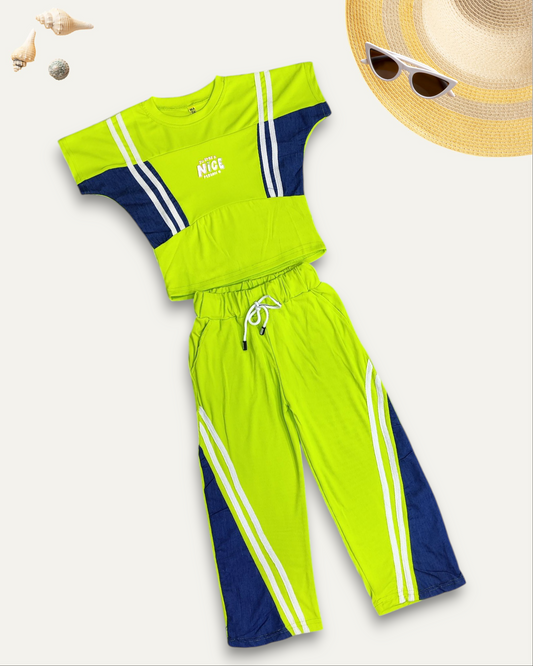 GIRLS SPORTY CO-ORD SET (NEON GREEN) (4-12 YEARS)