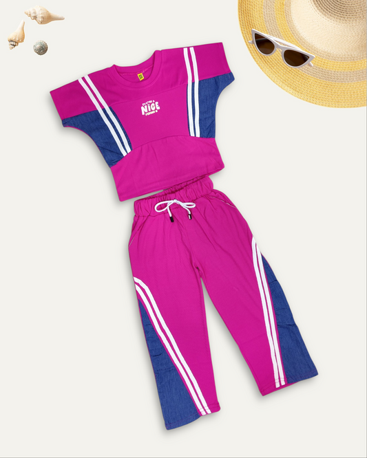 GIRLS SPORTY CO-ORD SET (HOT PINK) (4-12 YEARS)