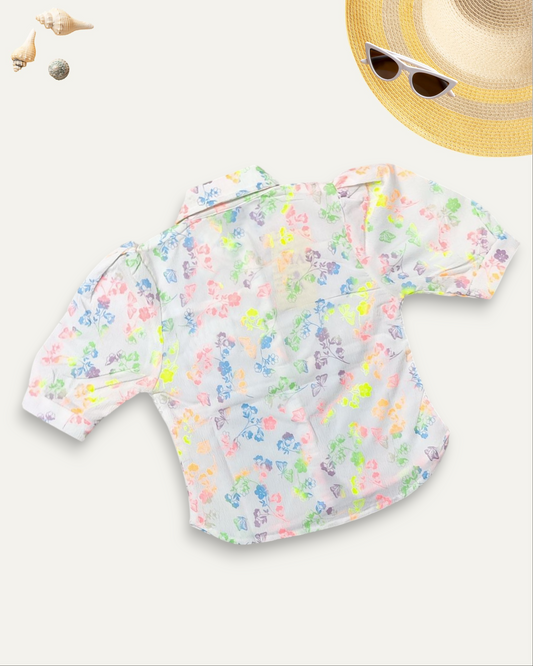 GIRLS FLORAL TIE-UP SHIRT (WHITE) (4-12 YEARS)