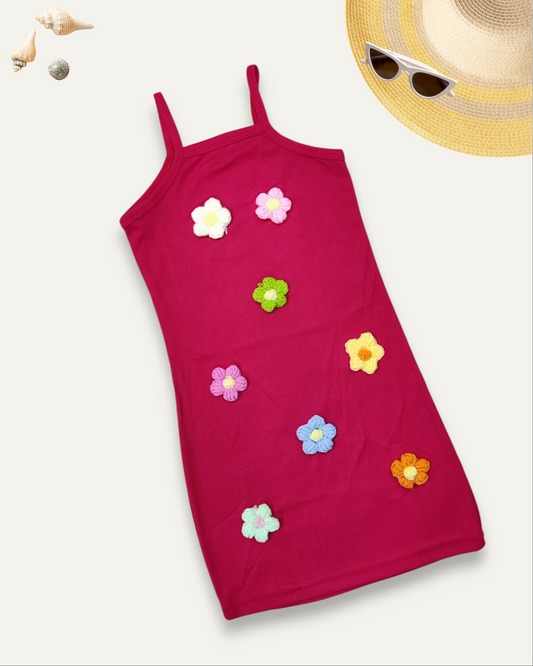 GIRLS FLORAL MINI DRESS (RED) (2-8 YEARS)