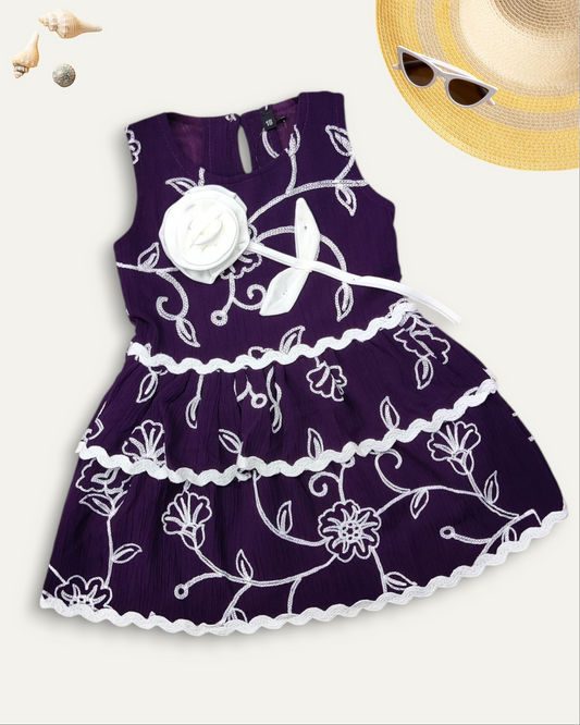 GIRLS LAYERED FLORAL DRESS (PURPLE) (1-8 YEARS)