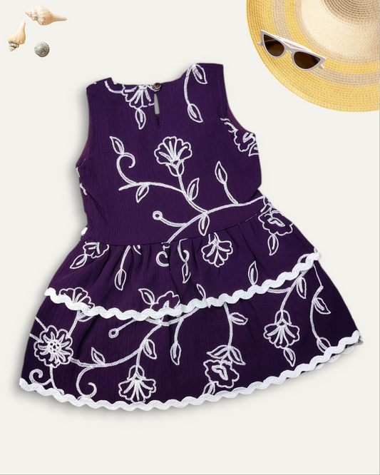 GIRLS LAYERED FLORAL DRESS (PURPLE) (1-8 YEARS)