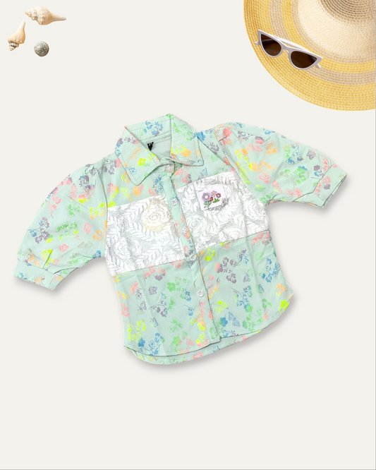 GIRLS PASTEL PRINTED SHIRT (MINT GREEN) (4-12 YEARS)