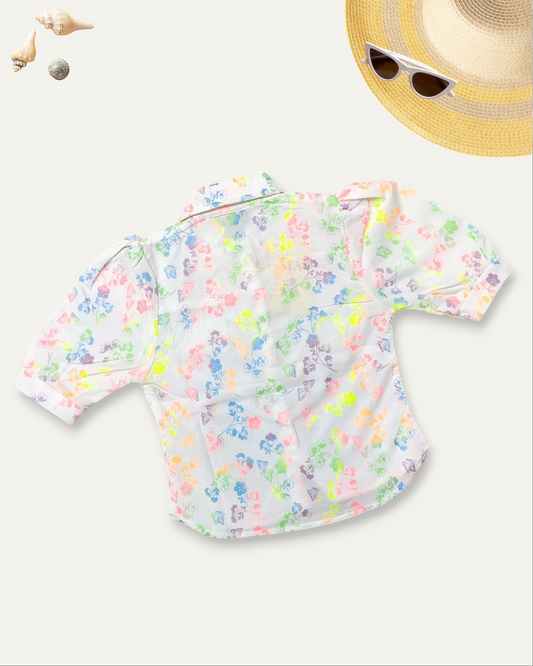 GIRLS PASTEL PRINTED SHIRT (WHITE) (4-12 YEARS)