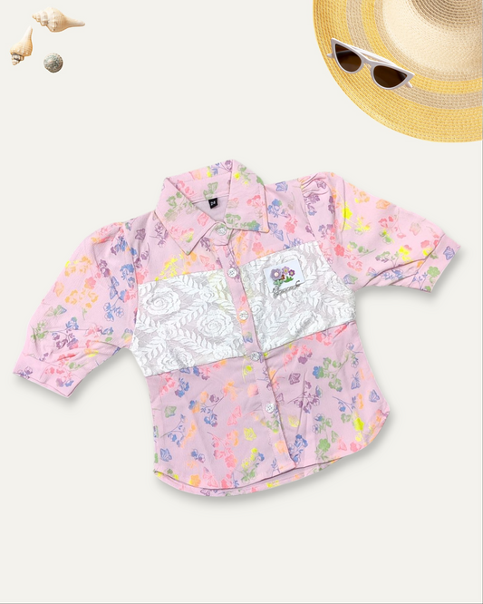 GIRLS PASTEL PRINTED SHIRT (PINK) (4-12 YEARS)