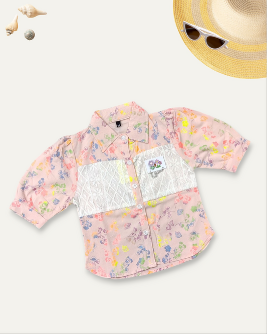 GIRLS PASTEL PRINTED SHIRT (PEACH) (4-1 2YEARS)