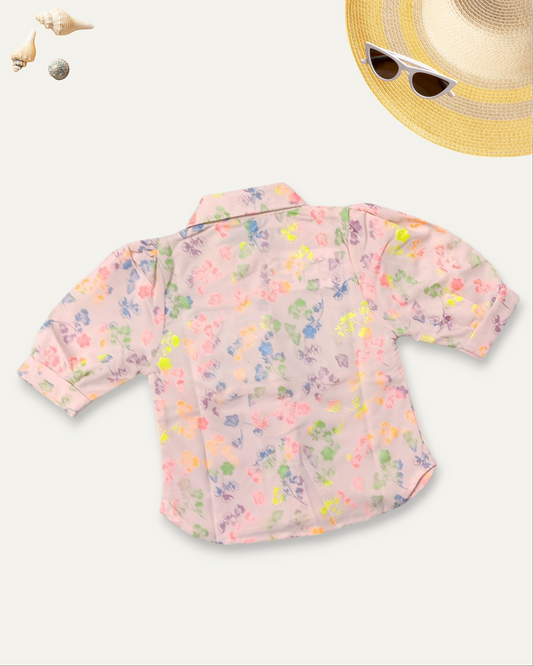 GIRLS PASTEL PRINTED SHIRT (PEACH) (4-1 2YEARS)