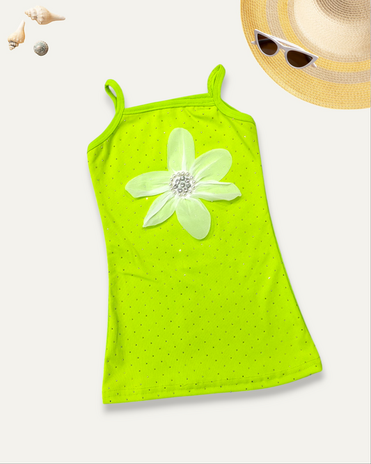 GIRLS SPARKLY DRESS (NEON GREEN) (1-10 YEARS)