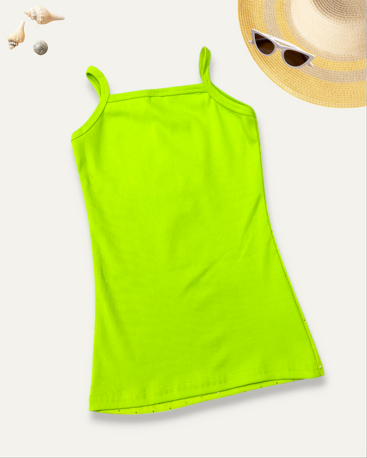 GIRLS SPARKLY DRESS (NEON GREEN) (1-10 YEARS)